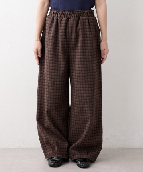 CIAOPANIC TYPY(チャオパニックティピー)の「【UNISEX】カットメルトンチェックカーブパンツ(その他パンツ・レディース・ネイビー/ブラウン・MEDIUM/LARGE)」の3枚目の写真