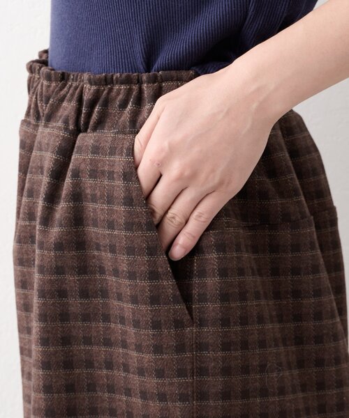 CIAOPANIC TYPY(チャオパニックティピー)の「【UNISEX】カットメルトンチェックカーブパンツ(その他パンツ・レディース・ネイビー/ブラウン・MEDIUM/LARGE)」の7枚目の写真