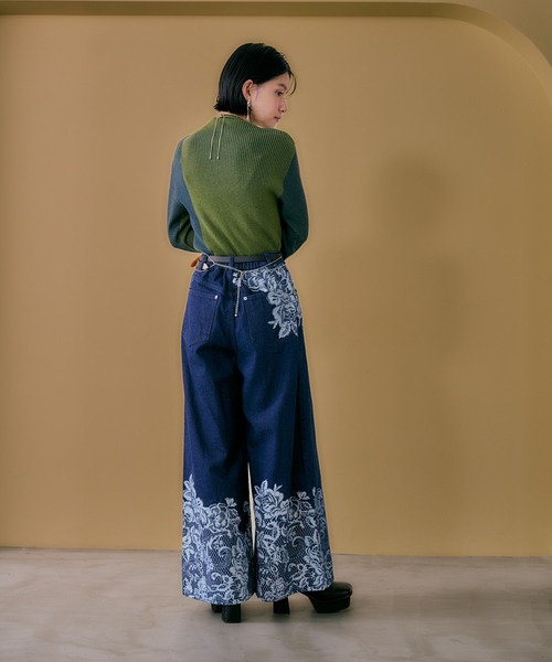 HARE(ハレ)の「レースプリントデニムパンツ(HARE)(デニムパンツ・レディース・ブラック/ネイビー・FREE)」の21枚目の写真