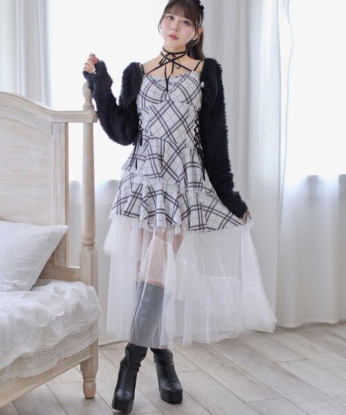 Belle Charme】Double Lace-up Volume Cami Onepiece（ワンピース