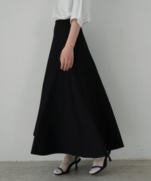 きれいめ ニットフレアスカート ロング ブラック