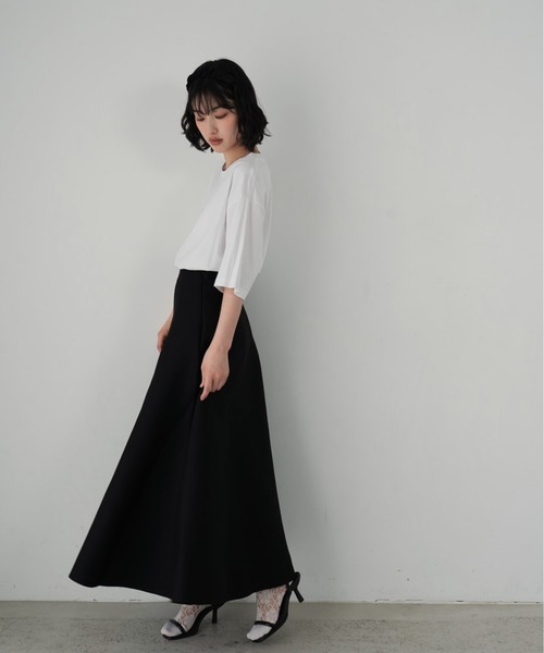 Cla STEllaR(クラステラ)の「きれいめ ニットフレアスカート ロング ブラック(スカート・レディース・ブラック・X-SMALL/SMALL/MEDIUM)」の6枚目の写真