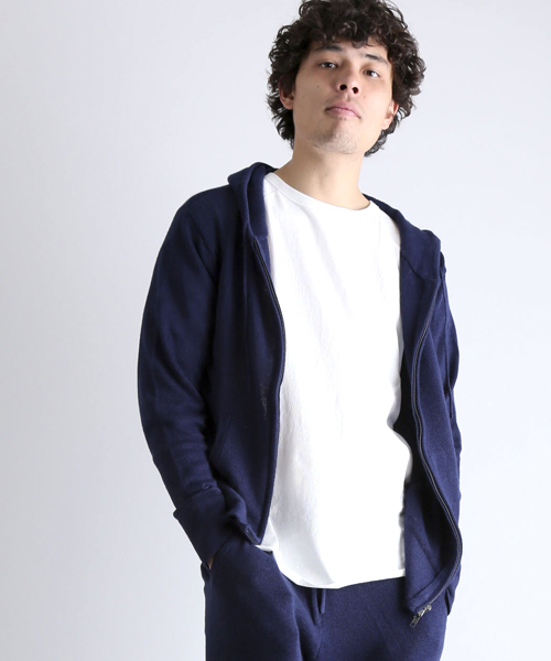 Denime(ドゥニーム)の「CL ZIP PARKA KNIT/コットンリネンニットジップパーカー(カーディガン/ボレロ・メンズ・ネイビー/ベージュ/グリーン・LARGE/MEDIUM/X-LARGE)」の4枚目の写真