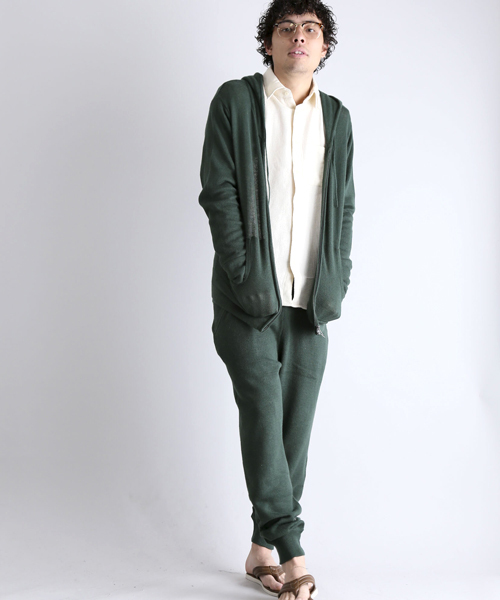 Denime(ドゥニーム)の「CL ZIP PARKA KNIT/コットンリネンニットジップパーカー(カーディガン/ボレロ・メンズ・ネイビー/ベージュ/グリーン・LARGE/MEDIUM/X-LARGE)」の7枚目の写真