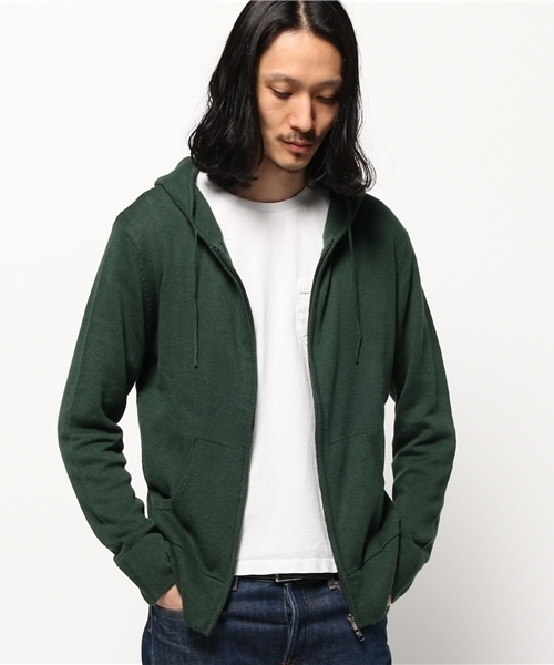Denime(ドゥニーム)の「CL ZIP PARKA KNIT/コットンリネンニットジップパーカー(カーディガン/ボレロ・メンズ・ネイビー/ベージュ/グリーン・LARGE/MEDIUM/X-LARGE)」の8枚目の写真