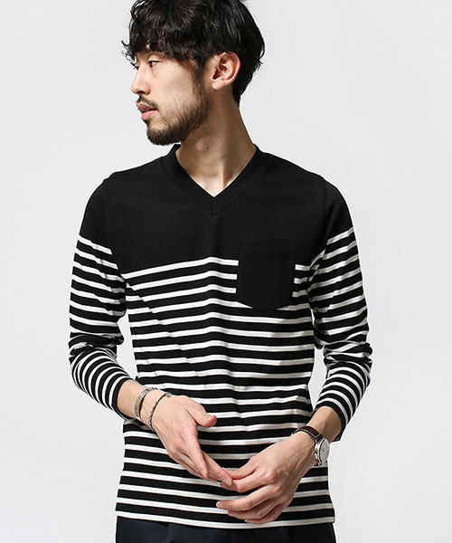 NANO universe(ナノユニバース)の「40/2パネルボーダーTee L/S(Tシャツ/カットソー・メンズ・その他3/その他2/その他1/その他4・LARGE/X-LARGE/MEDIUM/SMALL)」の2枚目の写真