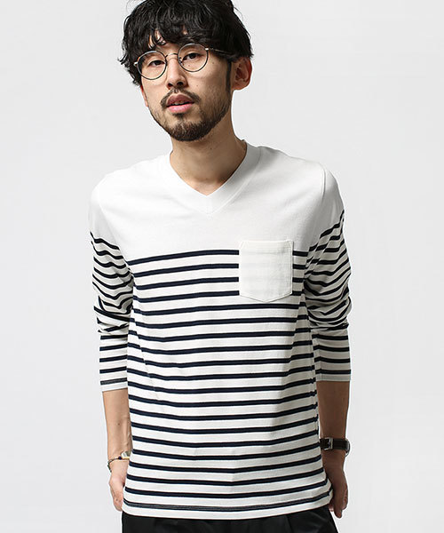 NANO universe(ナノユニバース)の「40/2パネルボーダーTee L/S(Tシャツ/カットソー・メンズ・その他3/その他2/その他1/その他4・LARGE/X-LARGE/MEDIUM/SMALL)」の3枚目の写真