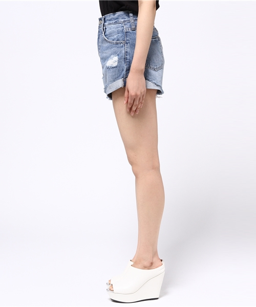 rienda（リエンダ）の「ロールアップフリンジJ/W DENIM S-PT
