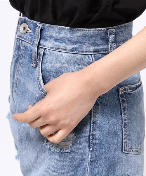 rienda ロールアップフリンジ S rienda（リエンダ）の「ロールアップフリンジJ/W DENIM S-PT
