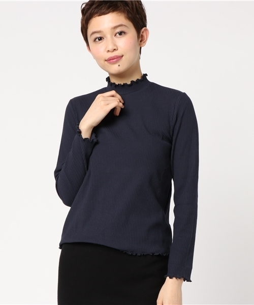 archives（アルシーヴ）の「ハイネックメローロングスリーブ（Tシャツ/カットソー・レディース・ブラック/ネイビー/ピンク/オフホワイト/グレー/レッド/マスタード・MEDIUM）」の5枚目の写真