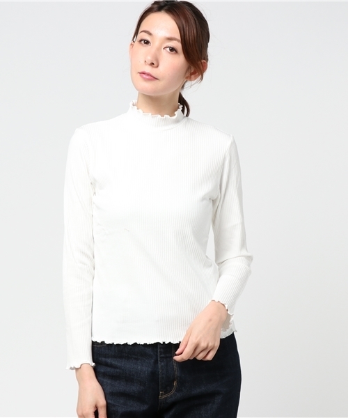 archives（アルシーヴ）の「ハイネックメローロングスリーブ（Tシャツ/カットソー・レディース・ブラック/ネイビー/ピンク/オフホワイト/グレー/レッド/マスタード・MEDIUM）」の2枚目の写真