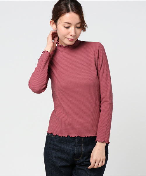 archives（アルシーヴ）の「ハイネックメローロングスリーブ（Tシャツ/カットソー・レディース・ブラック/ネイビー/ピンク/オフホワイト/グレー/レッド/マスタード・MEDIUM）」の7枚目の写真