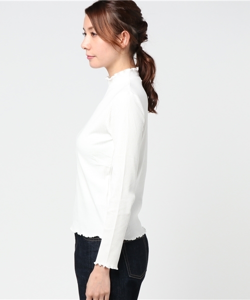 archives（アルシーヴ）の「ハイネックメローロングスリーブ（Tシャツ/カットソー・レディース・ブラック/ネイビー/ピンク/オフホワイト/グレー/レッド/マスタード・MEDIUM）」の8枚目の写真