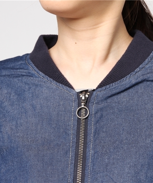 VENCEEXCHANGE（ヴァンスエクスチェンジ）の「袖刺繍デニムブルゾン （ブルゾン・レディース・ブルー/ネイビー・MEDIUM）」の6枚目の写真