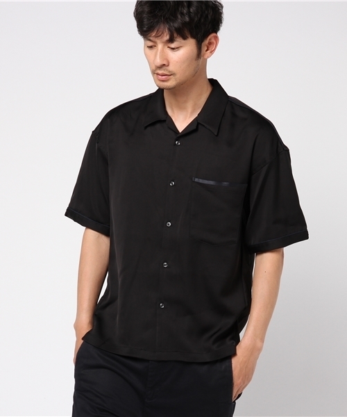 STUDIOUS（ステュディオス）の「【STUDIOUS】ドレープサテンオープンカラーシャツ（シャツ/ブラウス・メンズ・ピンク/ブラック/ベージュ・2/1）」の14枚目の写真