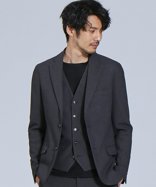 ABAHOUSE(アバハウス)の「【WEB別注/軽量/3ピース対応】フォルモザリングニットジャケット(テーラードジャケット・メンズ・ネイビー/グレー・46/50/44/48)」の2枚目の写真