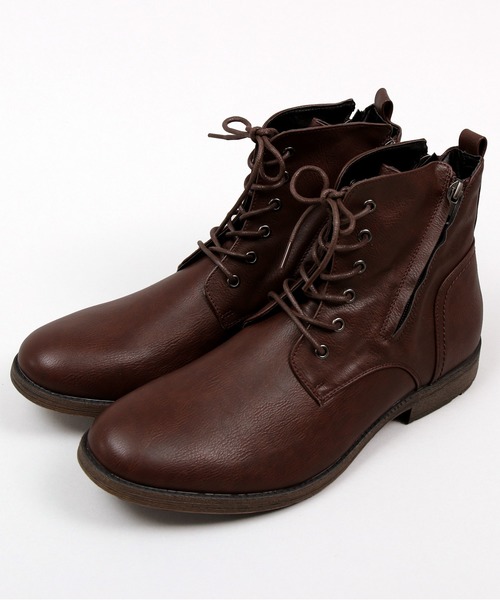 ８(eight)（エイト）の「PUレザーサイドZIPプレーンブーツ（ブーツ・メンズ・ブラック/ブラック系その他/ダークブラウン/ブラック系その他2/キャメル・25.5cm/26.0cm/26.5cm/27.0cm/28.0cm）」の4枚目の写真