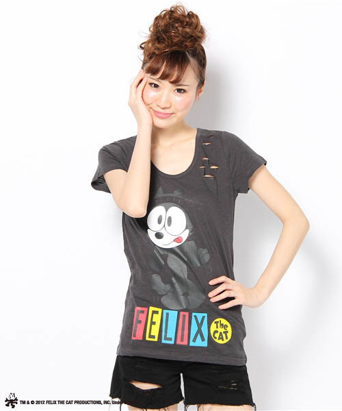 DANCE LB-03(ダンス エルビー・ゼロスリー)の「FELIX Tシャツ(Tシャツ/カットソー・レディース・ブラック系1/ホワイト系/パープル系・FREE)」の2枚目の写真