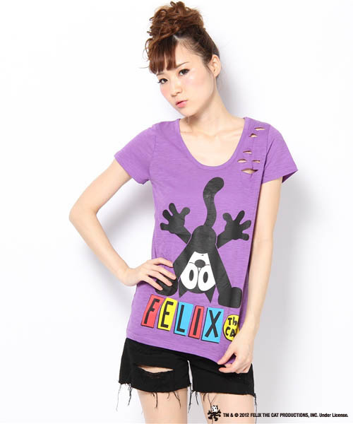 DANCE LB-03(ダンス エルビー・ゼロスリー)の「FELIX Tシャツ(Tシャツ/カットソー・レディース・ブラック系1/ホワイト系/パープル系・FREE)」の3枚目の写真