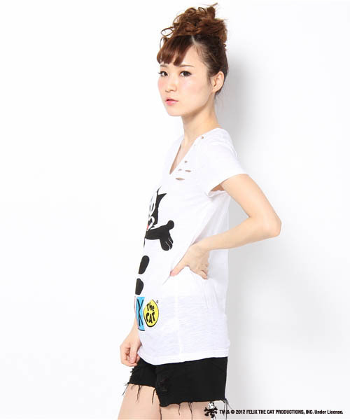 DANCE LB-03(ダンス エルビー・ゼロスリー)の「FELIX Tシャツ(Tシャツ/カットソー・レディース・ブラック系1/ホワイト系/パープル系・FREE)」の4枚目の写真