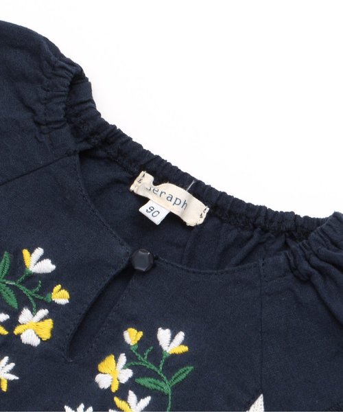 Seraph（セラフ）の「花刺繍ワンピース（ワンピース・キッズ・ネイビー/アイボリー・100/110/120/130/140/80/90/95）」の7枚目の写真