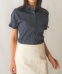 NARACAMICIE | イタリアンダークストライプ半袖シャツ(シャツ/ブラウス)