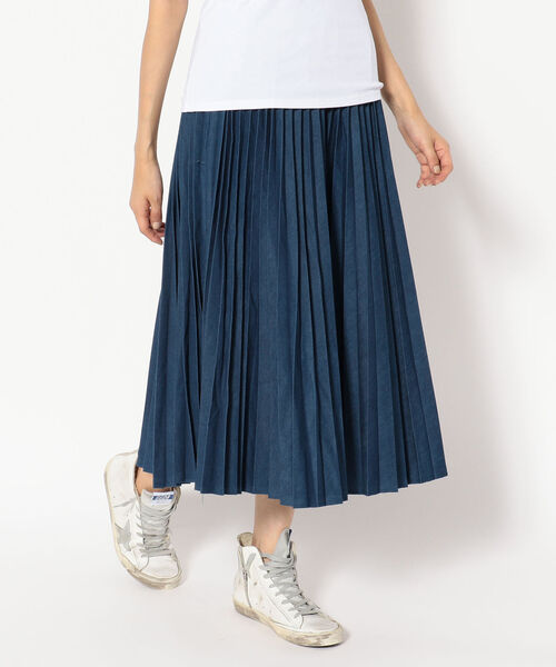 URVIN(アービン)の「Urvin/アービン PLEATED DENIM SKIRT(スカート)」|ブルー