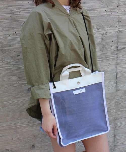 Sinfu（シンフ）の「【SINFU/ シンフ】メッシュ×ビニール 2WAY トートバッグ（トートバッグ・レディース・ホワイト/ブラック/ブラウン・FREE）」の8枚目の写真