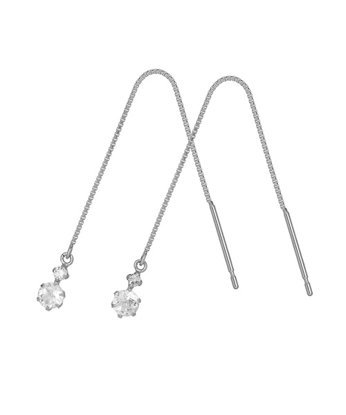 TAKE-UP(テイクアップ)の「K18 6ツメ2セキ ダイヤモンドアメリカンピアス(YG)(ピアス(両耳用)・レディース・イエローゴールド/ホワイトゴールド・FREE)」の2枚目の写真