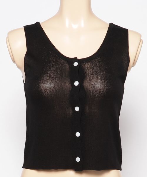 SpRay（スプレイ）の「前ボタンニットタンク（タンクトップ・レディース・ブラック/ベージュ/ブラウン/グリーン/グレイッシュベージュ・FREE）」の8枚目の写真