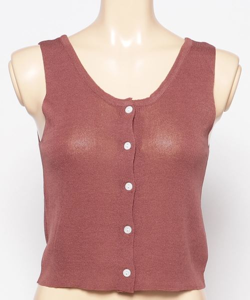 SpRay（スプレイ）の「前ボタンニットタンク（タンクトップ・レディース・ブラック/ベージュ/ブラウン/グリーン/グレイッシュベージュ・FREE）」の9枚目の写真