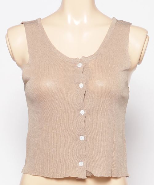 SpRay（スプレイ）の「前ボタンニットタンク（タンクトップ・レディース・ブラック/ベージュ/ブラウン/グリーン/グレイッシュベージュ・FREE）」の10枚目の写真