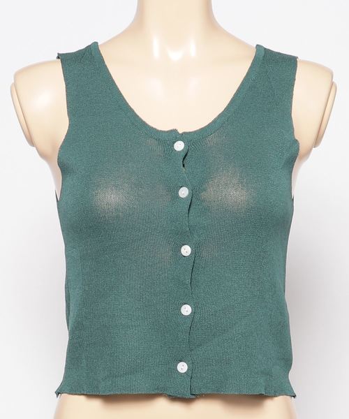 SpRay（スプレイ）の「前ボタンニットタンク（タンクトップ・レディース・ブラック/ベージュ/ブラウン/グリーン/グレイッシュベージュ・FREE）」の12枚目の写真