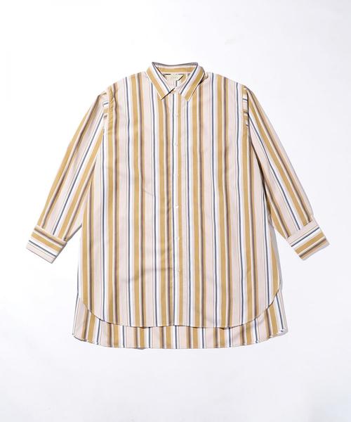 JIEDA(ジエダ)の「<JieDa> LONG SHIRT/ロングシャツ(シャツ/ブラウス・メンズ・イエロー/ネイビー・1/2)」の1枚目の写真