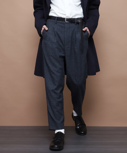 EMMA CLOTHES（エマクローズ）の「シャドーグレンチェックテーパードワイドパンツ（その他パンツ・メンズ・ブラック/ネイビー・M/L）」の2枚目の写真