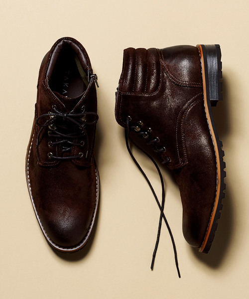 Taka Q タカキュー の タカキューメンズ Taka Q Men ミドルカットブーツ 黒 ダークウッド ブーツ Wear