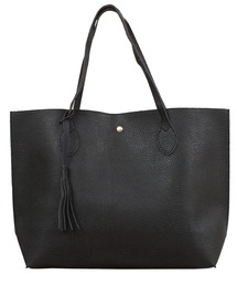 トートバッグ レディース フリンジチャーム 持ち手 長め 無地