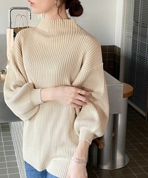 classicalelf（クラシカルエルフ）の「柔らか綿100%。袖ぽわん、ボトルネックパフスリーブリブニット（ニット/セーター）」