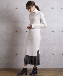 【Jewelobe/ ジュエローブ】 タートルネックリブニットワンピース