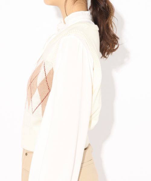 Heather（ヘザー）の「アーガイルニットベスト　827980（ベスト・レディース・ホワイト系その他/ブルー系その他・FREE）」の5枚目の写真