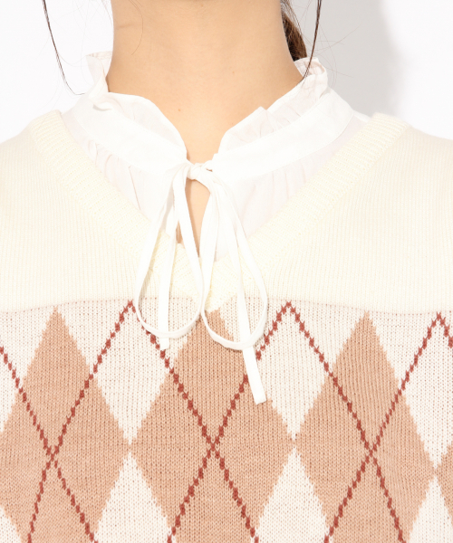 Heather（ヘザー）の「アーガイルニットベスト　827980（ベスト・レディース・ホワイト系その他/ブルー系その他・FREE）」の3枚目の写真