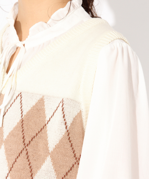 Heather（ヘザー）の「アーガイルニットベスト　827980（ベスト・レディース・ホワイト系その他/ブルー系その他・FREE）」の7枚目の写真