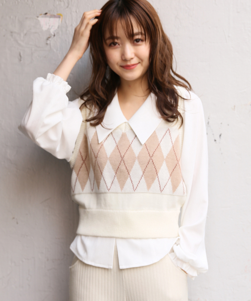 Heather（ヘザー）の「アーガイルニットベスト　827980（ベスト・レディース・ホワイト系その他/ブルー系その他・FREE）」の17枚目の写真