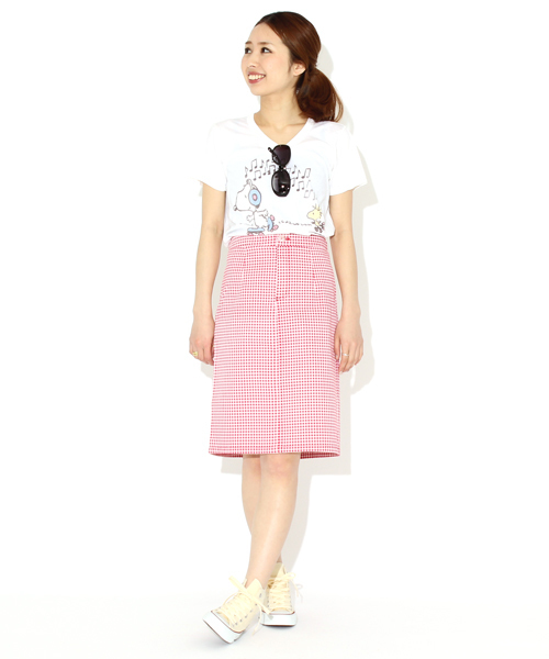 Ray BEAMS(レイビームス)の「Ray BEAMS / プリントストレッチ タイトスカート(スカート・レディース・ブラック系その他/レッド系その他/オフホワイト・0/1)」の5枚目の写真