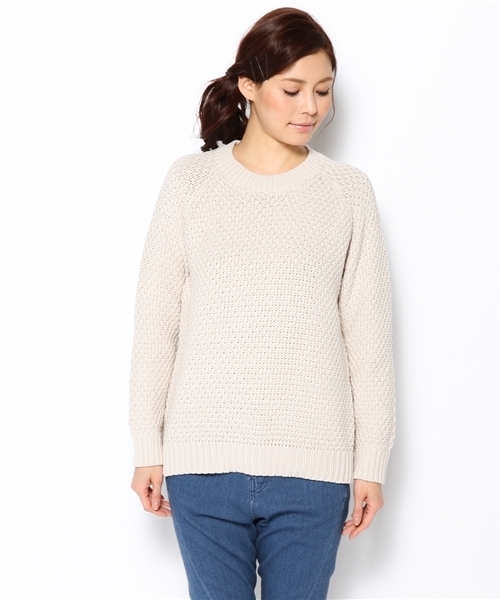 BEAMS BOY(ビームスボーイ)の「○BEAMS BOY / 手編み カノコ クルー(ニット/セーター・レディース・ライトグレー/ネイビー・ONE SIZE)」の3枚目の写真