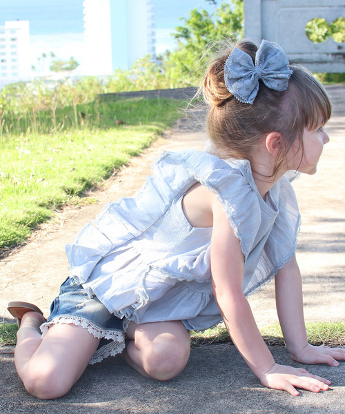 Rora(ローラ)の「ラナ ブラウス(2color)(シャツ/ブラウス・キッズ・スカイブルー/ベージュ・100cm/110cm/130cm/120cm/140cm/90㎝)」の2枚目の写真