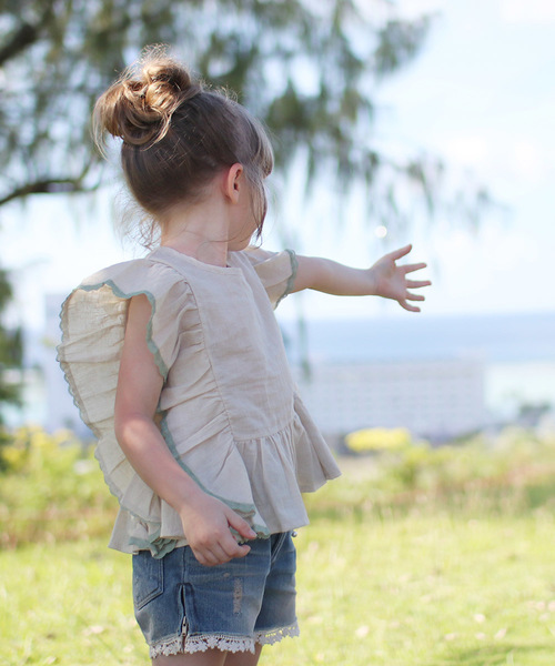 Rora(ローラ)の「ラナ ブラウス(2color)(シャツ/ブラウス・キッズ・スカイブルー/ベージュ・100cm/110cm/130cm/120cm/140cm/90㎝)」の15枚目の写真