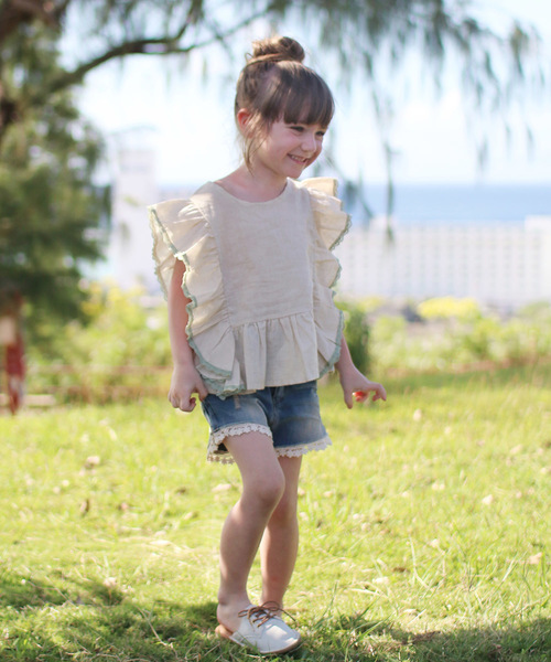 Rora(ローラ)の「ラナ ブラウス(2color)(シャツ/ブラウス・キッズ・スカイブルー/ベージュ・100cm/110cm/130cm/120cm/140cm/90㎝)」の21枚目の写真