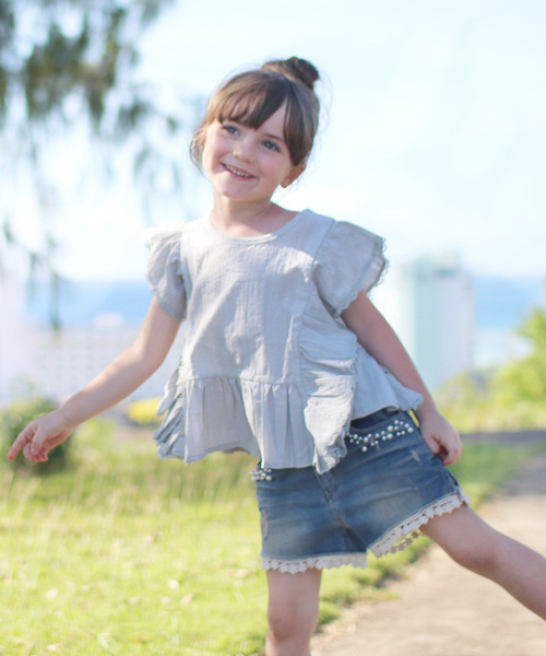 Rora(ローラ)の「ラナ ブラウス(2color)(シャツ/ブラウス・キッズ・スカイブルー/ベージュ・100cm/110cm/130cm/120cm/140cm/90㎝)」の7枚目の写真