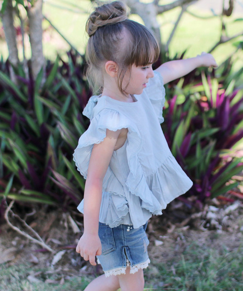 Rora(ローラ)の「ラナ ブラウス(2color)(シャツ/ブラウス・キッズ・スカイブルー/ベージュ・100cm/110cm/130cm/120cm/140cm/90㎝)」の13枚目の写真